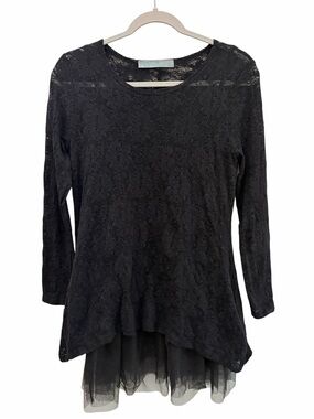 O2 Collection Y2K Whimsigoth Dark Romantic Lace Layered Tunic Top Size L Vamp